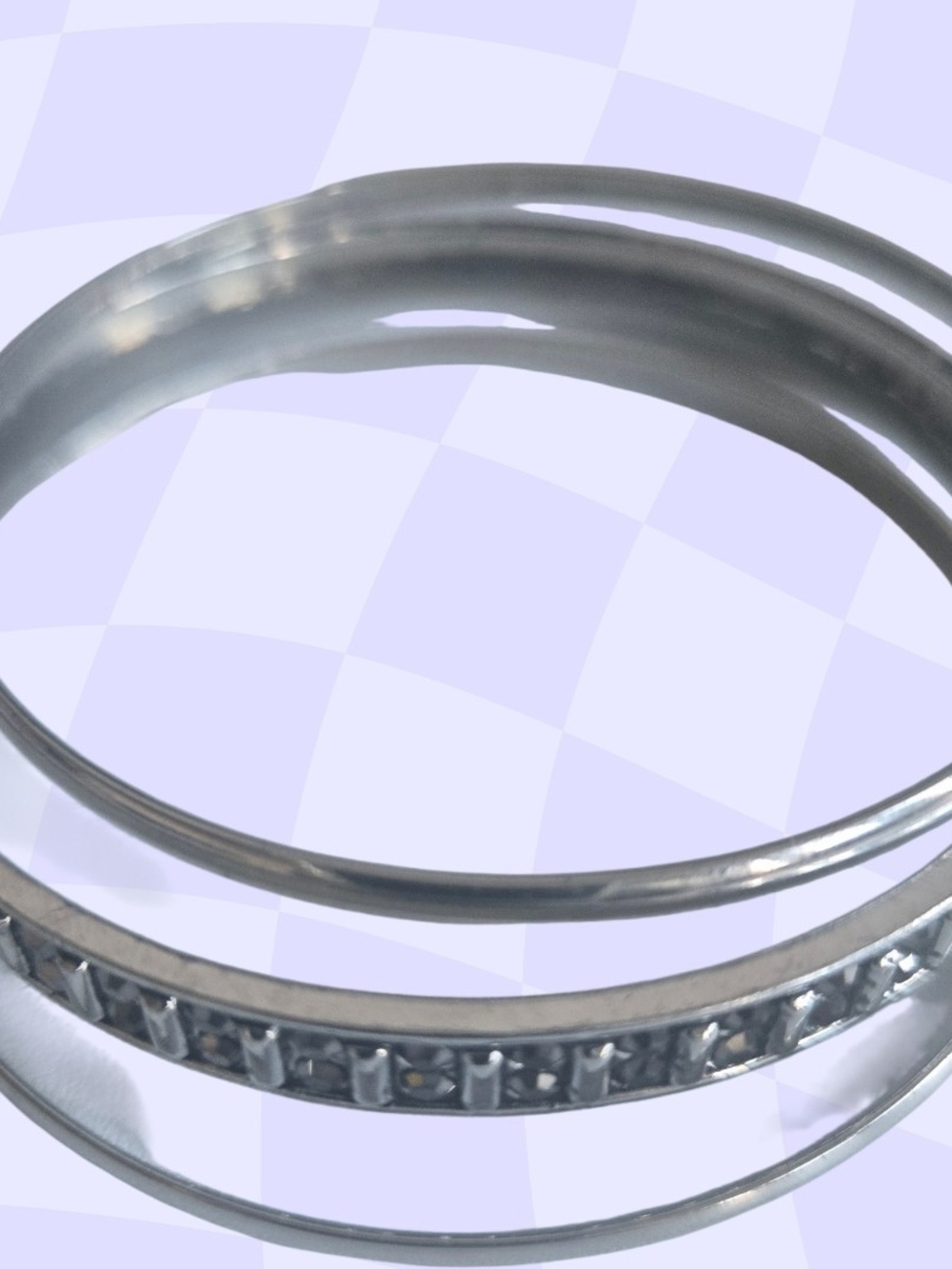Silver Crystal Accent Women’s Bangle Set